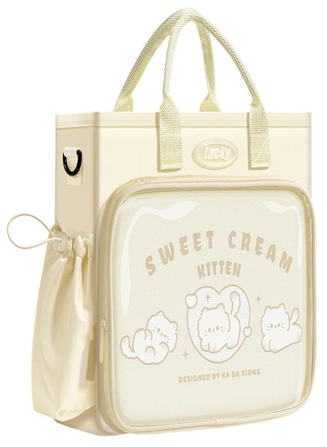 سجاني حقيبة سفر أنيقة وكبيرة السعة من ساجاني، حقيبة سميكة وشفافة بتصميمات كرتونية، حقيبة كتب متعددة الوظائف للطلاب والبنات (عبوة من قطعة واحدة) (أصفر) - Image 1